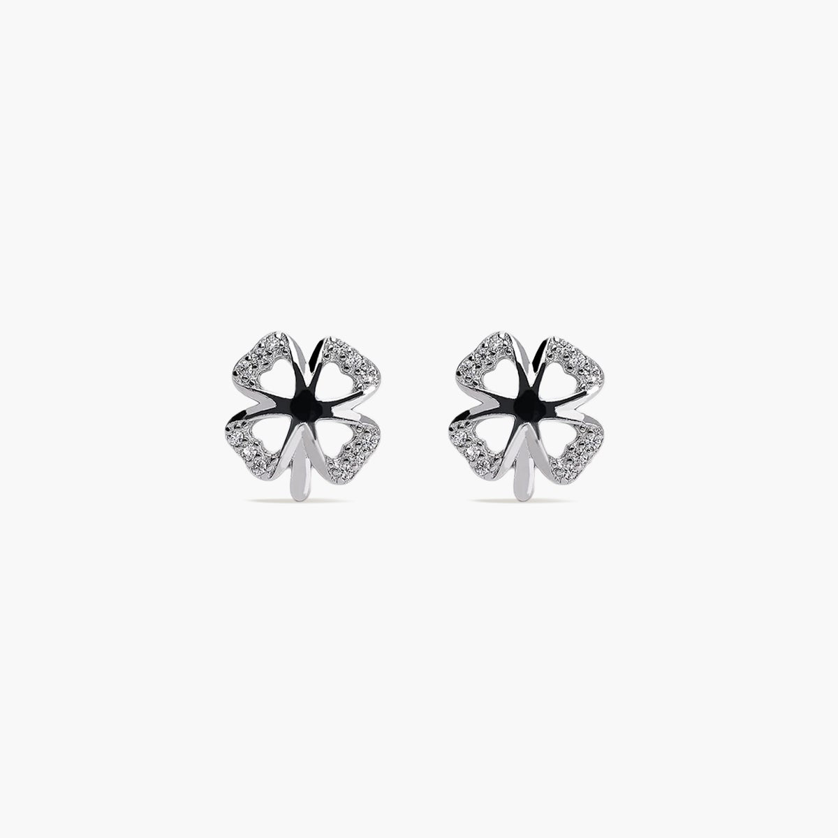 Pendientes trébol de plata 1ª ley circonitas 11 mm