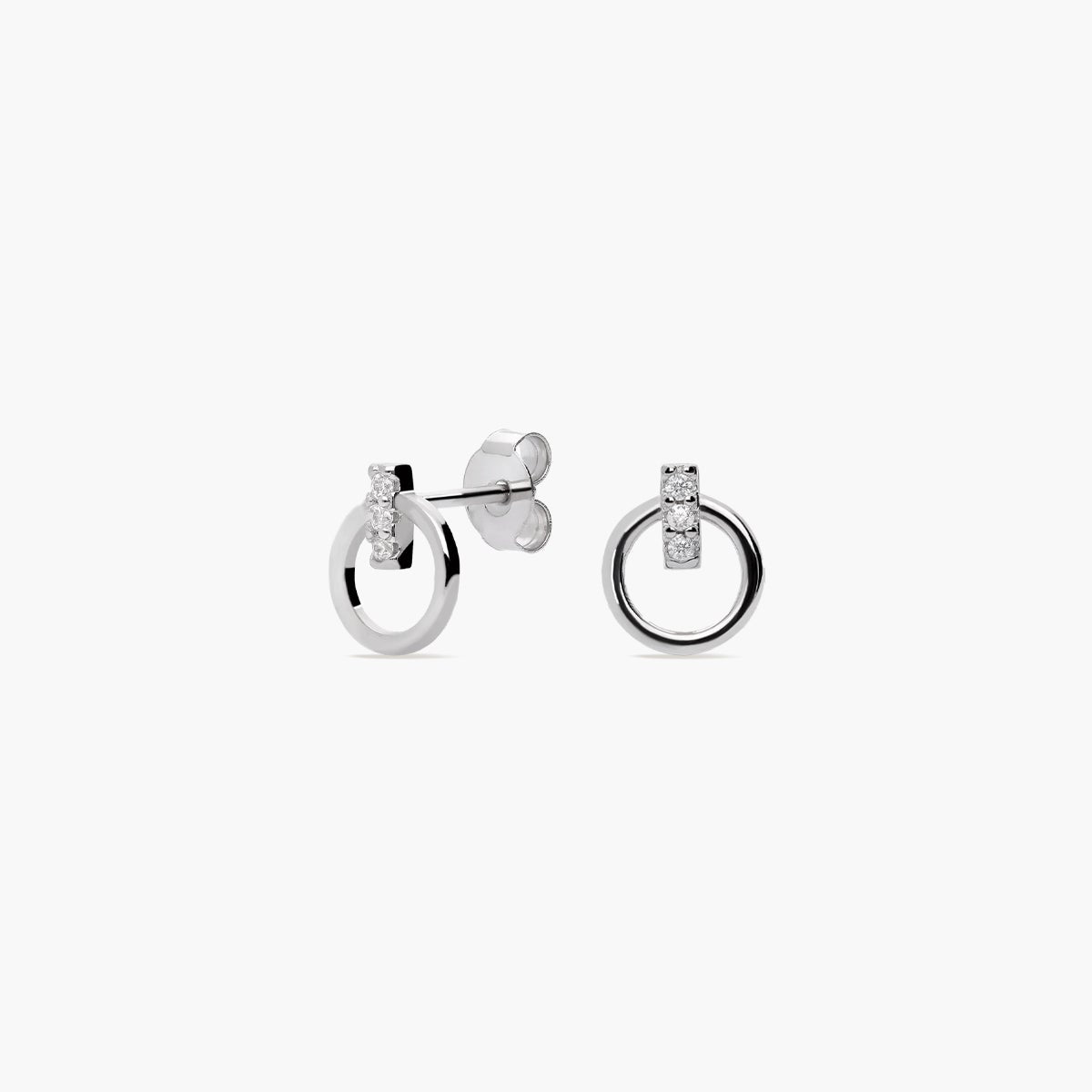 Pendientes círculo de plata 1ª ley circonitas 10 mm