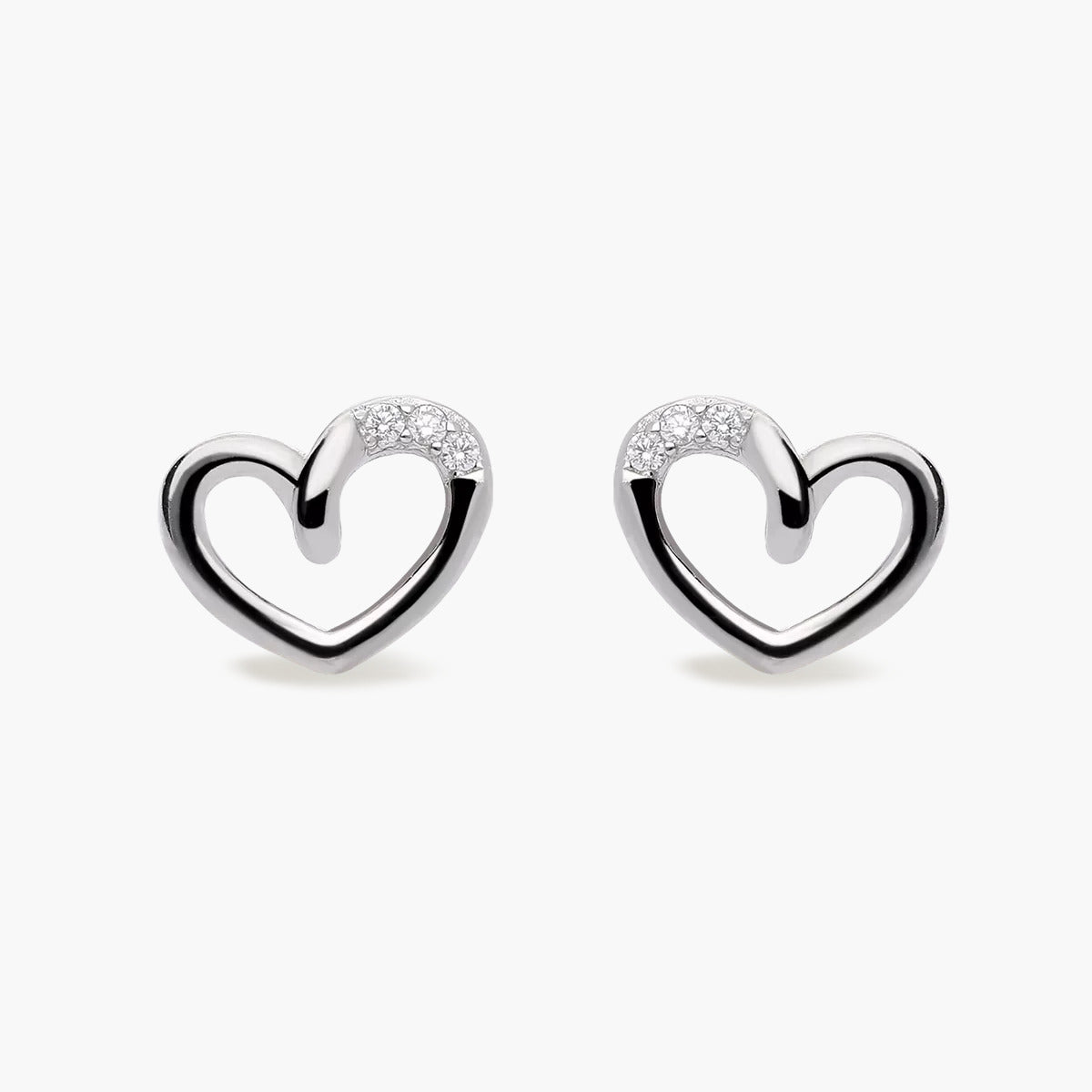 Pendientes silueta corazón de plata 1ª ley circonitas 7 mm