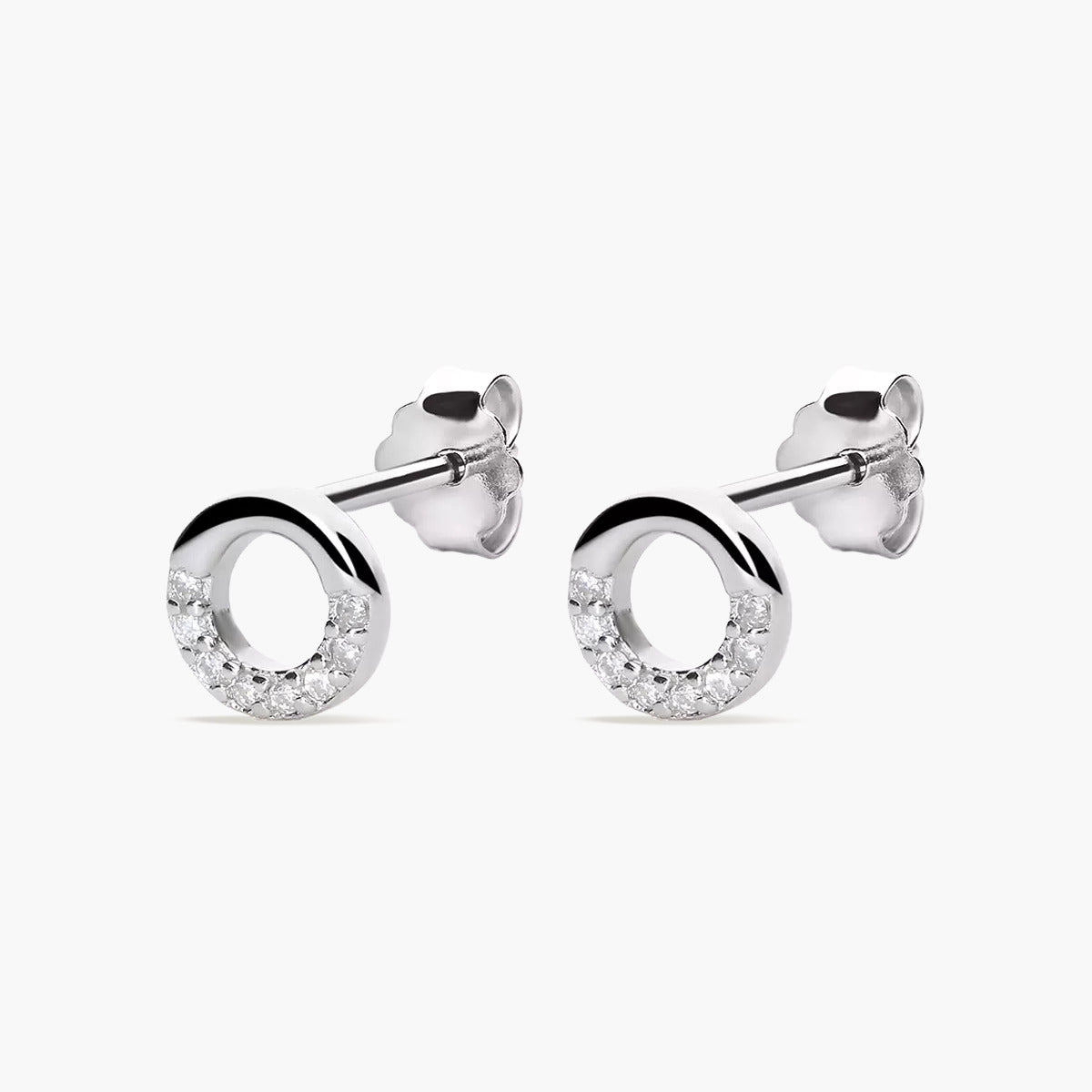 Pendientes círculo de plata 1ª ley circonitas 6 mm