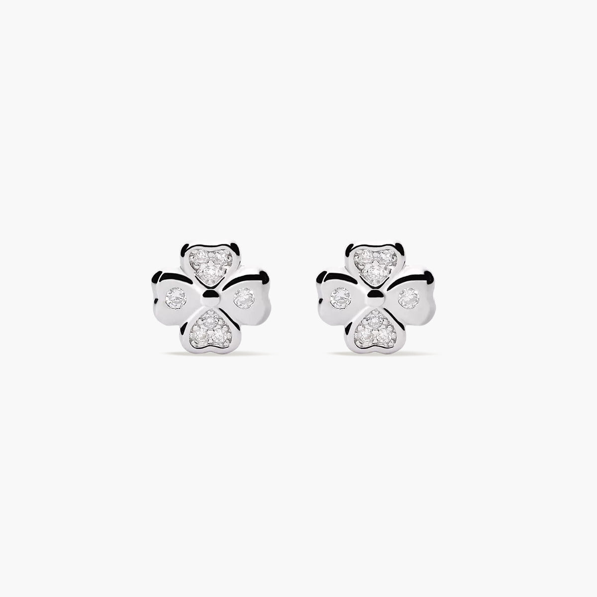 Pendientes trébol de plata 1ª ley circonitas 7 mm