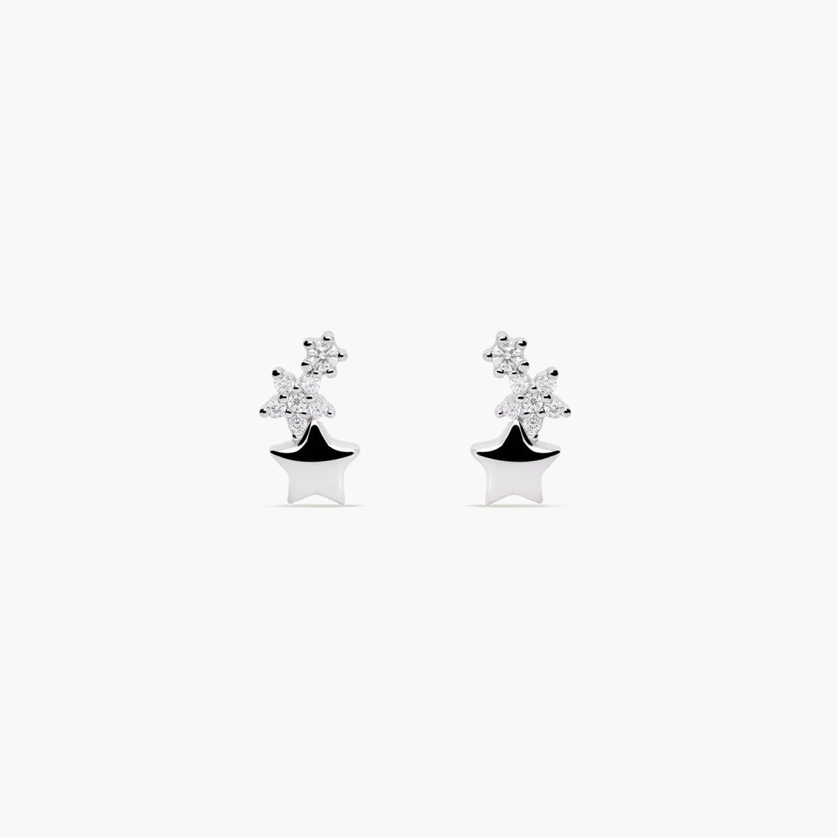 Pendientes estrellas de plata 1ª ley circonitas 6 mm