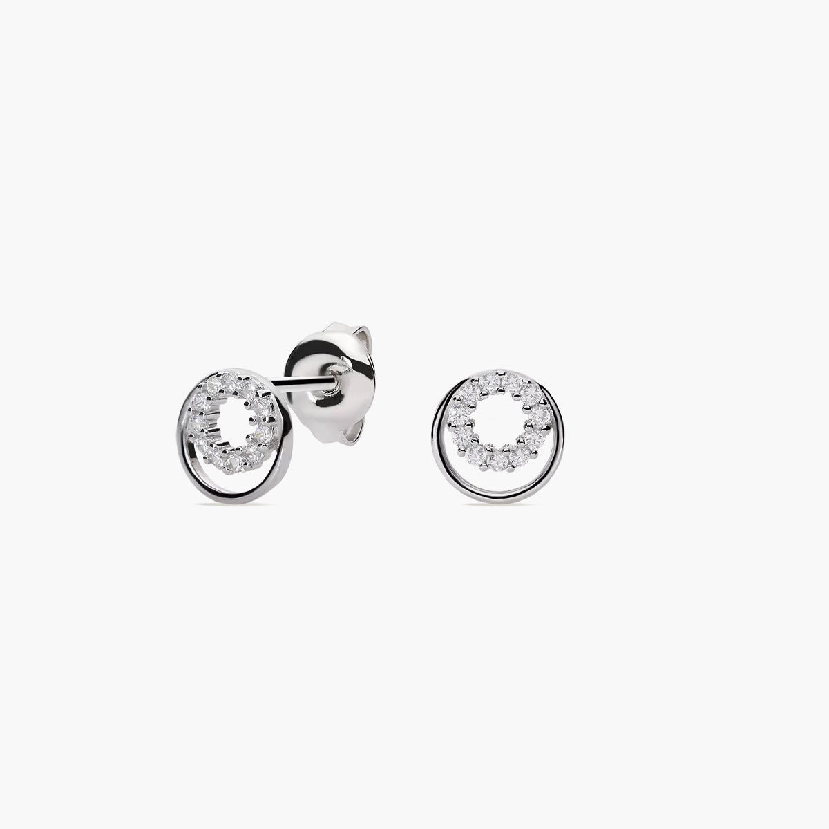 Pendientes doble círculo de plata 1ª ley circonitas 8 mm
