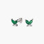 Pendientes mariposa de plata 1ª ley circonitas verde y blanco 6 mm