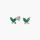 Pendientes mariposa de plata 1ª ley circonitas verde y blanco 6 mm