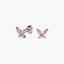 Pendientes mariposa de plata 1ª ley circonitas rosa y blanco 6 mm