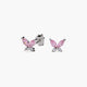 Pendientes mariposa de plata 1ª ley circonitas rosa y blanco 6 mm