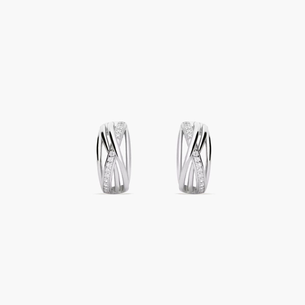 Pendientes de plata 1ª ley tipo aro circonitas 15 mm