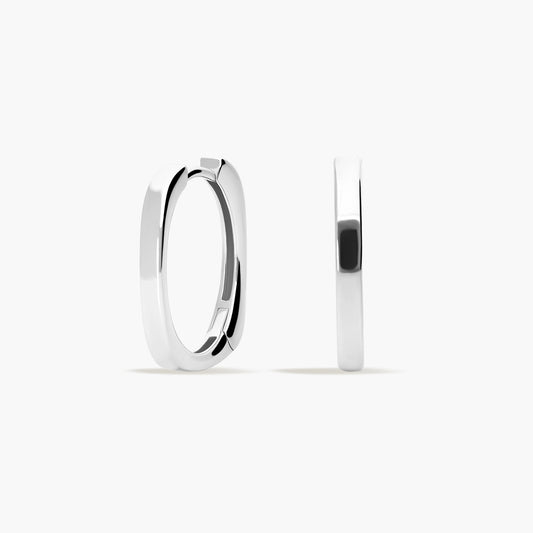 Pendientes de aro cuadrado de plata 1ª ley 20 mm