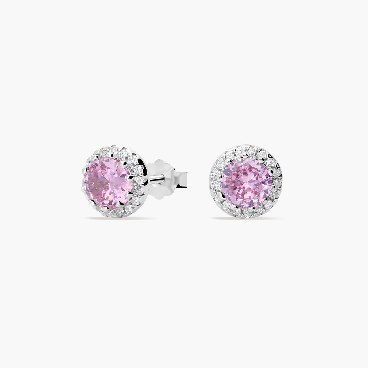 Pendientes de plata 1ª ley ciconitas rosa y blanca 6 mm