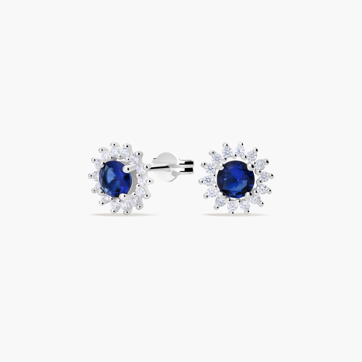 Pendientes de plata 1ª ley ciconitas azul y blanca 10 mm