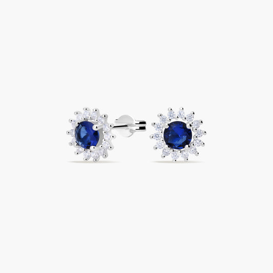 Pendientes de plata 1ª ley ciconitas azul y blanca 10 mm