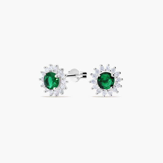 Pendientes de plata 1ª ley ciconitas verde y blanca 10 mm