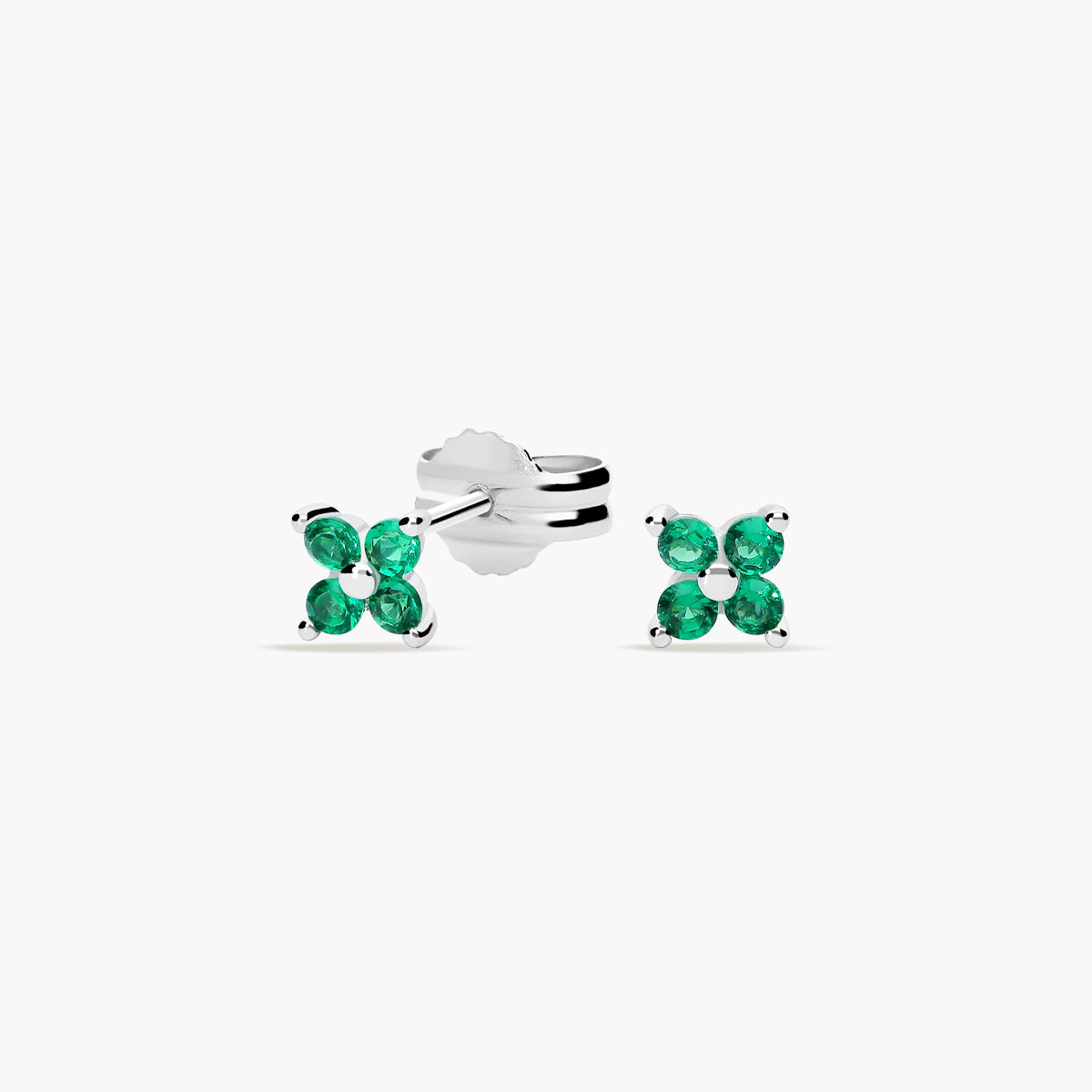 Pendientes de plata 1ª ley circonita verde 4 mm