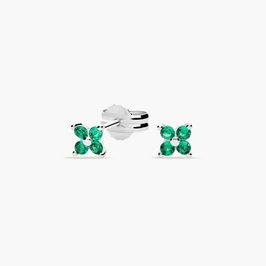 Pendientes de plata 1ª ley circonita verde 4 mm