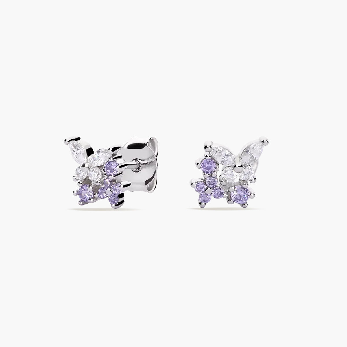 Pendientes de plata 1ª ley circonita violeta 6 mm