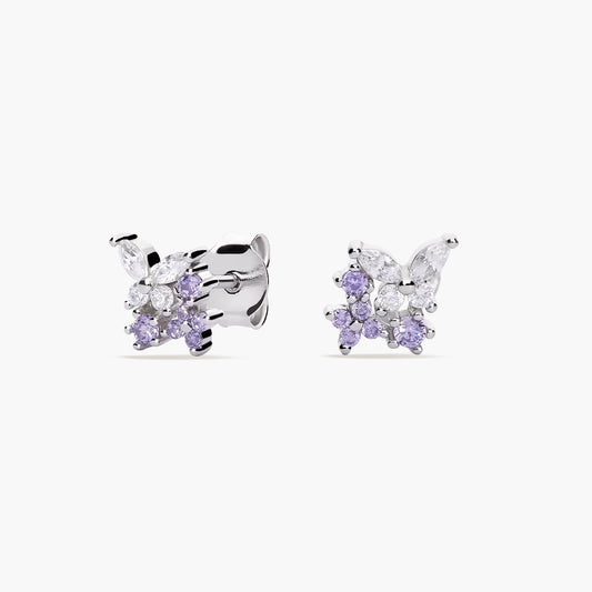 Pendientes de plata 1ª ley circonita violeta 6 mm
