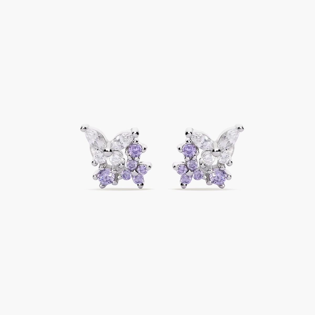 Pendientes de plata 1ª ley circonita violeta 6 mm