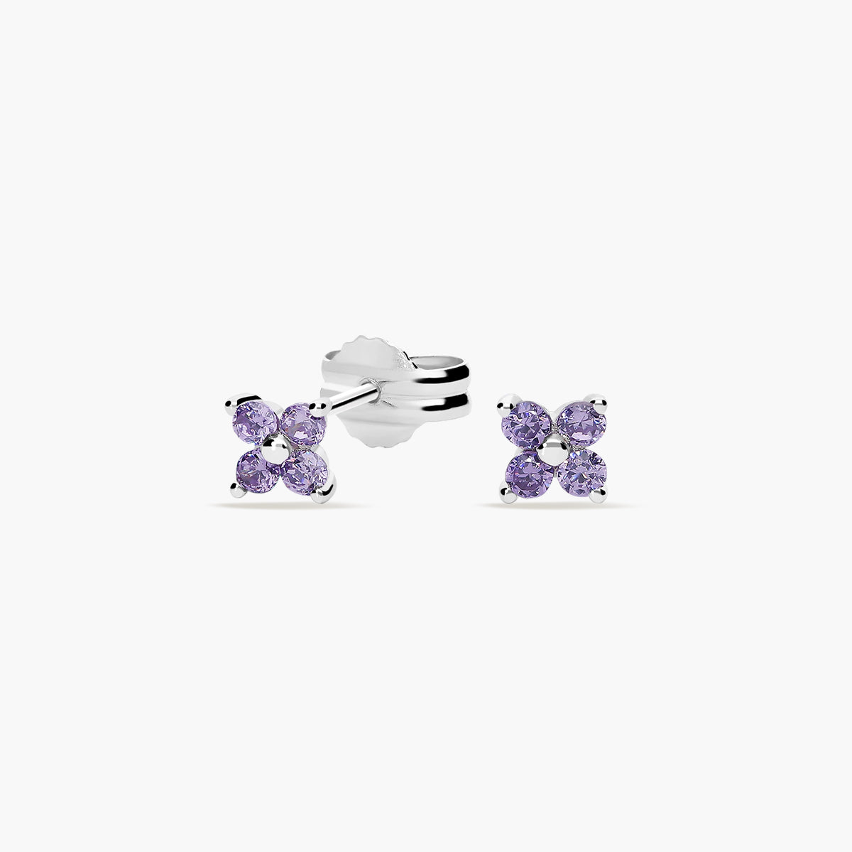 Pendientes de plata 1ª ley circonita violeta 4 mm