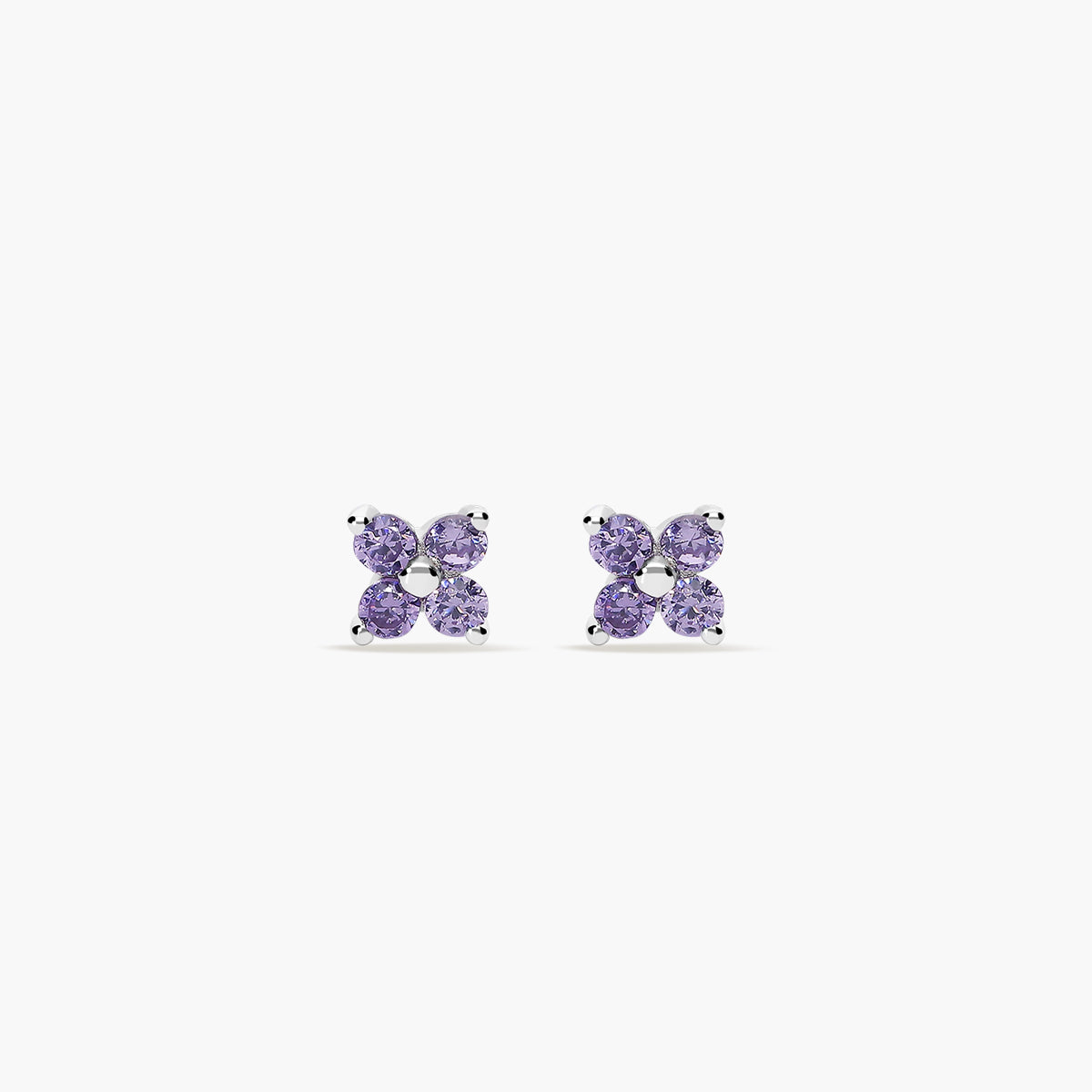Pendientes de plata 1ª ley circonita violeta 4 mm