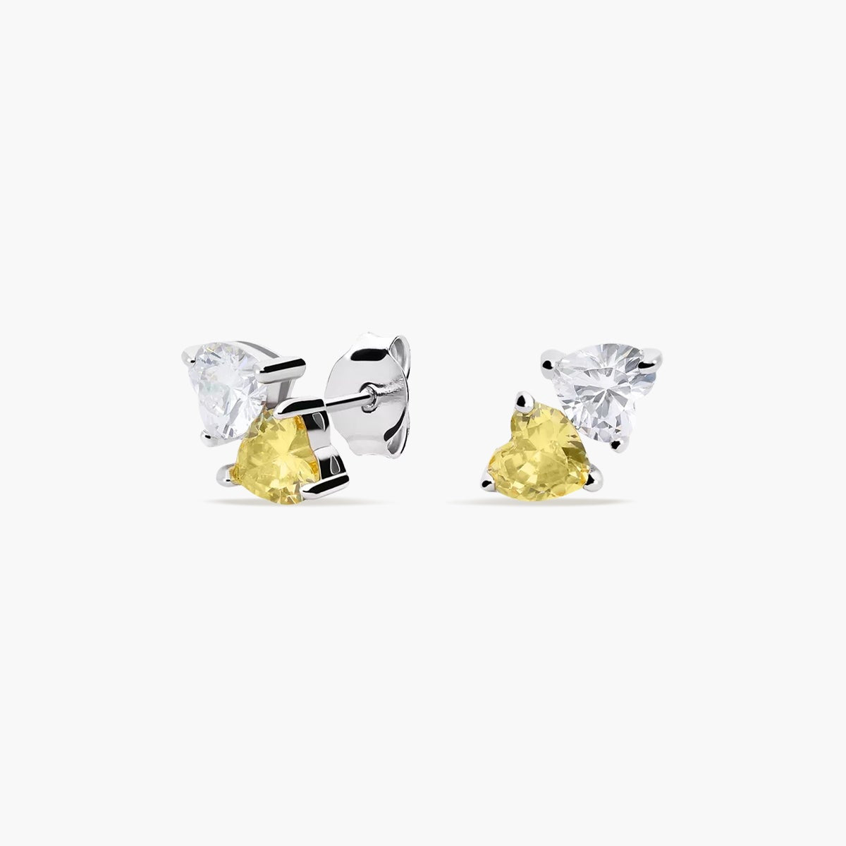Pendientes doble corazón de plata 1ª ley circonitas 11 mm FANCY LOVE