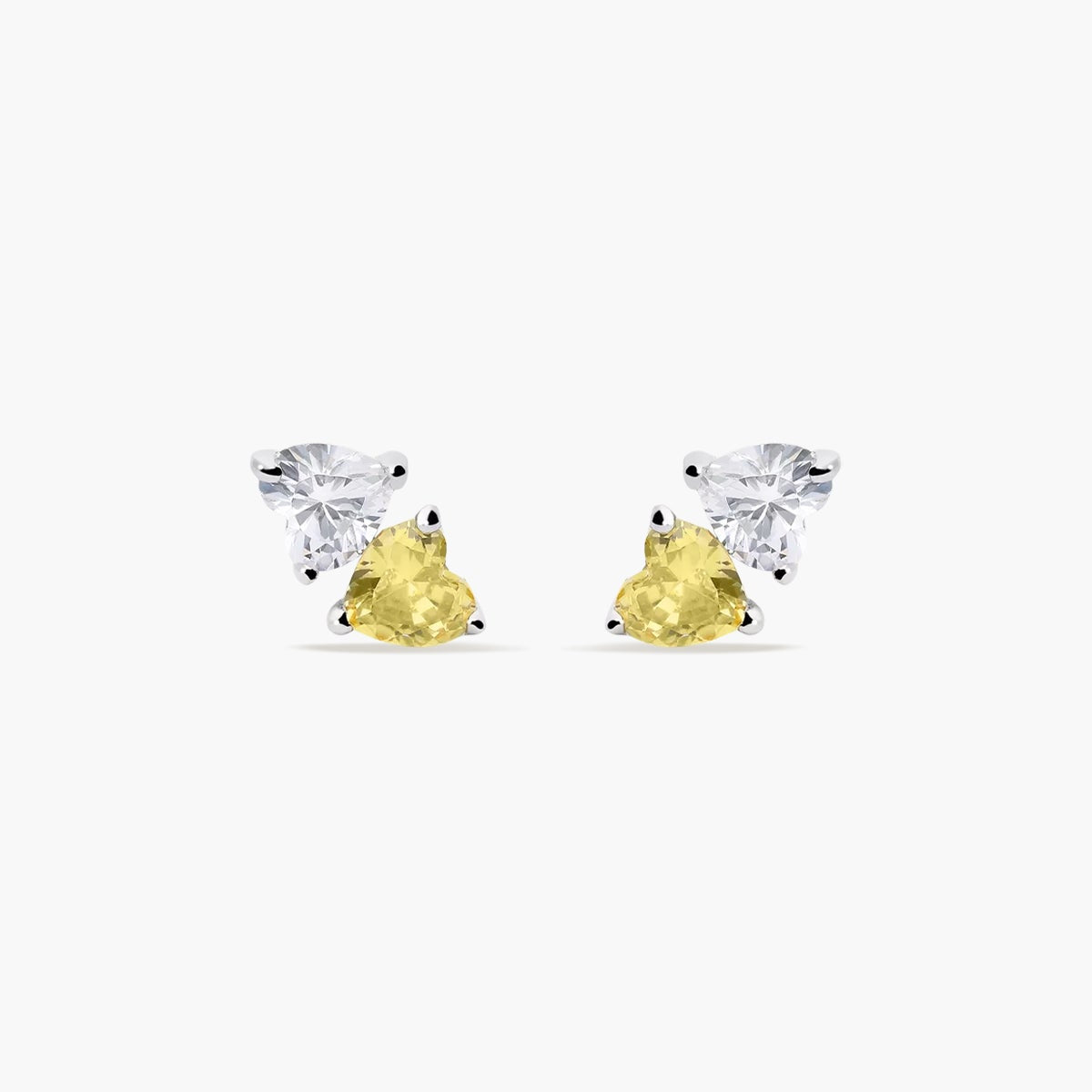 Pendientes doble corazón de plata 1ª ley circonitas 11 mm FANCY LOVE