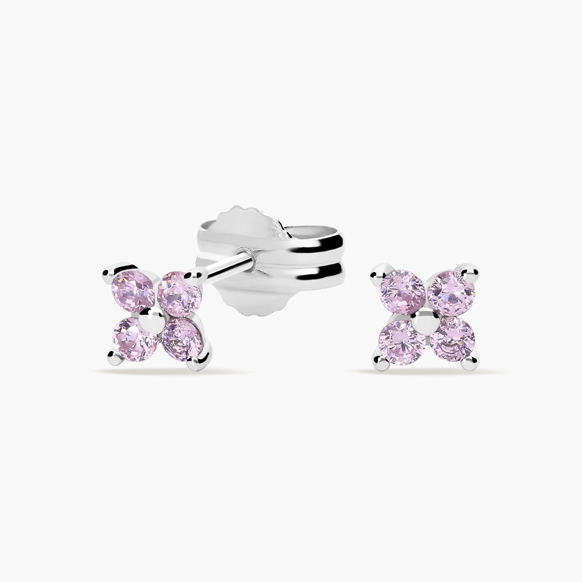 Pendientes de plata 1ª ley circonita rosa 4 mm