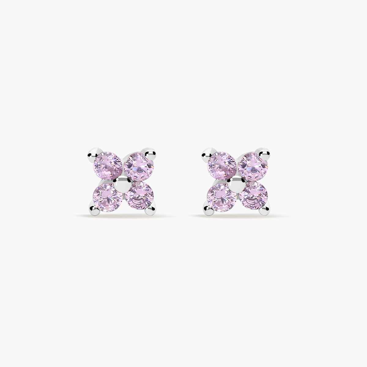 Pendientes de plata 1ª ley circonita rosa 4 mm