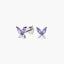 Pendientes mariposa de plata 1ª ley circonita violeta 7 mm