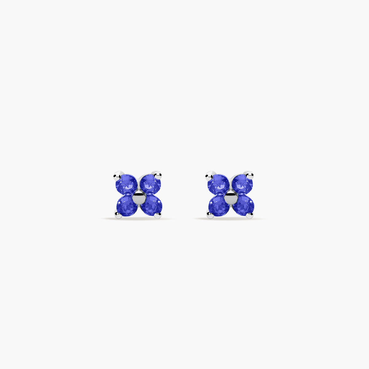 Pendientes de plata 1ª ley circonita azul 4 mm