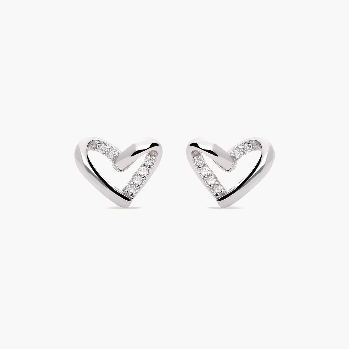 Pendientes silueta corazón de plata 1ª ley circonitas 7 mm