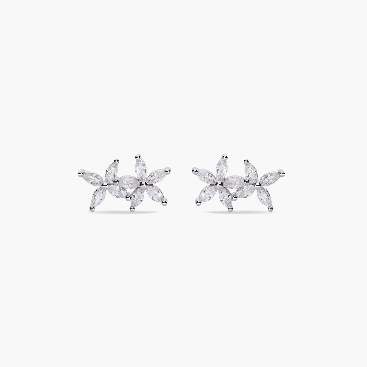 Pendientes doble flor de plata 1ª ley circonitas 7 mm