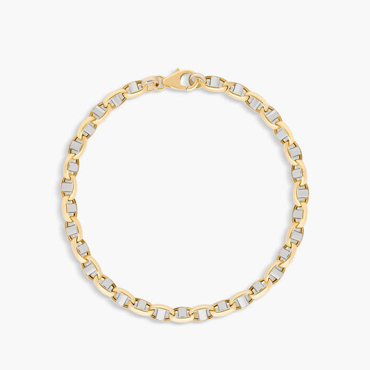 Pulsera de oro bicolor 18K 21 cm