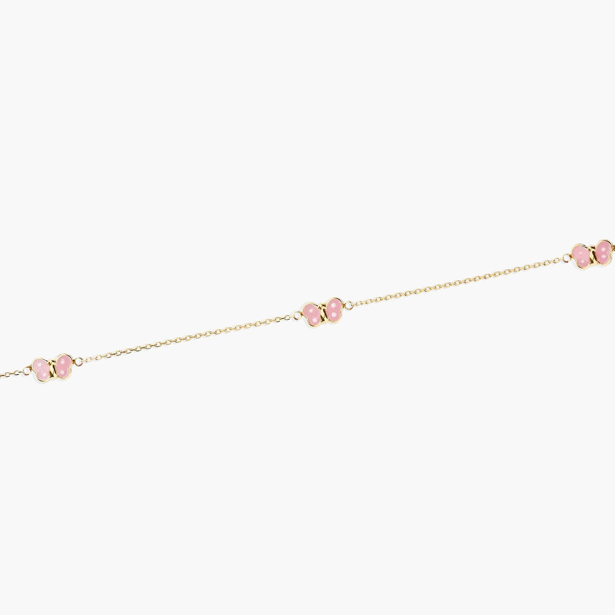 Pulsera infantil de oro 18K con mariposas rosas 15-17 cm