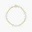 Pulsera infantil de oro 18K con perlas y motivos de flor 13 cm
