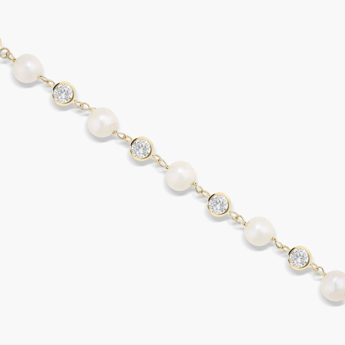 Pulsera infantil de oro 18K con perlas y circonitas 19 cm
