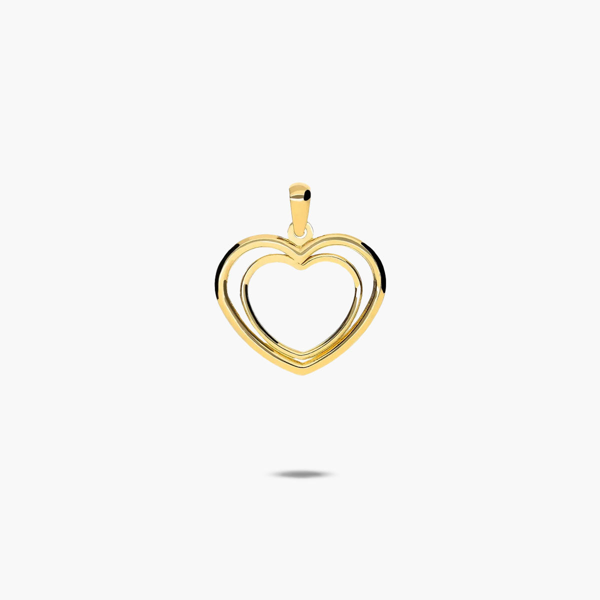 Colgante silueta doble corazón doble de oro 18K 16 mm