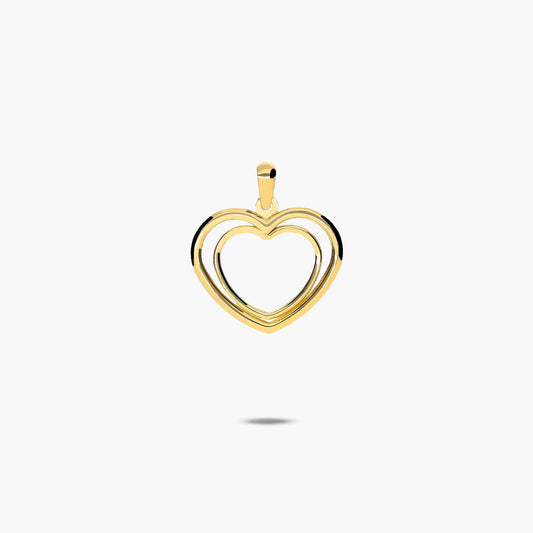 Colgante silueta doble corazón doble de oro 18K 16 mm