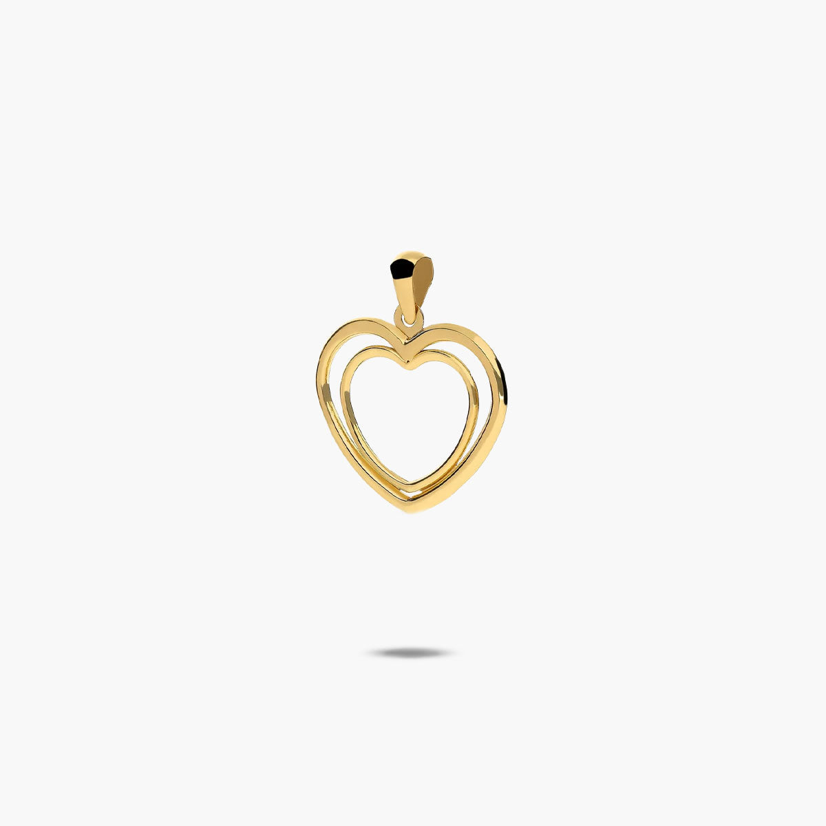 Colgante silueta doble corazón doble de oro 18K 16 mm
