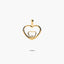 Colgante silueta doble corazón doble de oro 18K circonita 16 mm