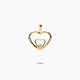 Colgante silueta doble corazón doble de oro 18K circonita 16 mm