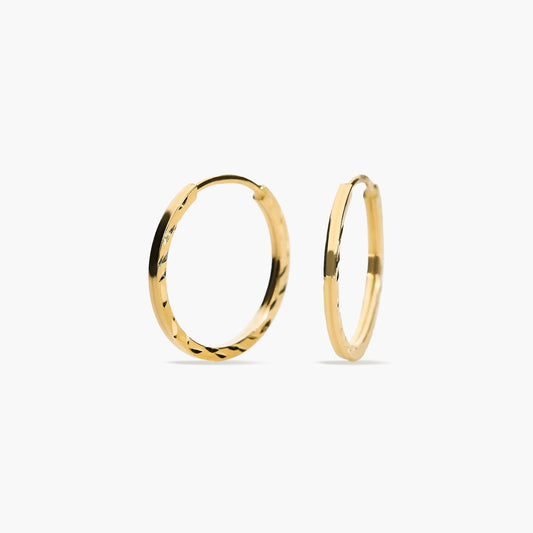 Pendientes de aro tubo cuadrado de oro 18K 12 mm