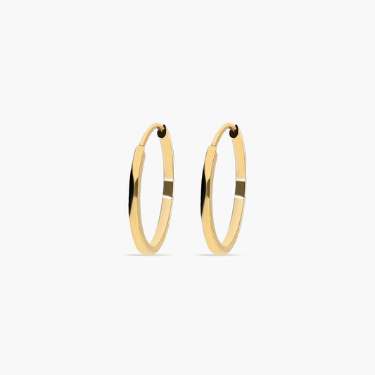 Pendientes de aro lisos de oro 18K 12 mm