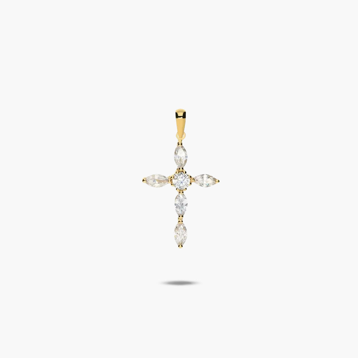 Cruz de oro 18K circonitas 26 mm