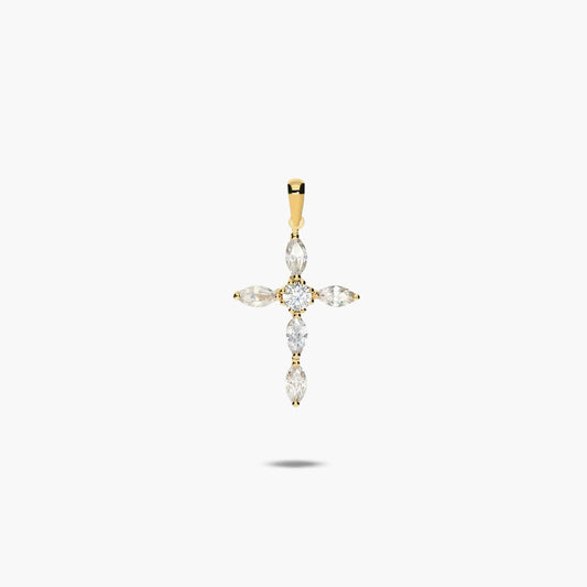 Cruz de oro 18K circonitas 26 mm