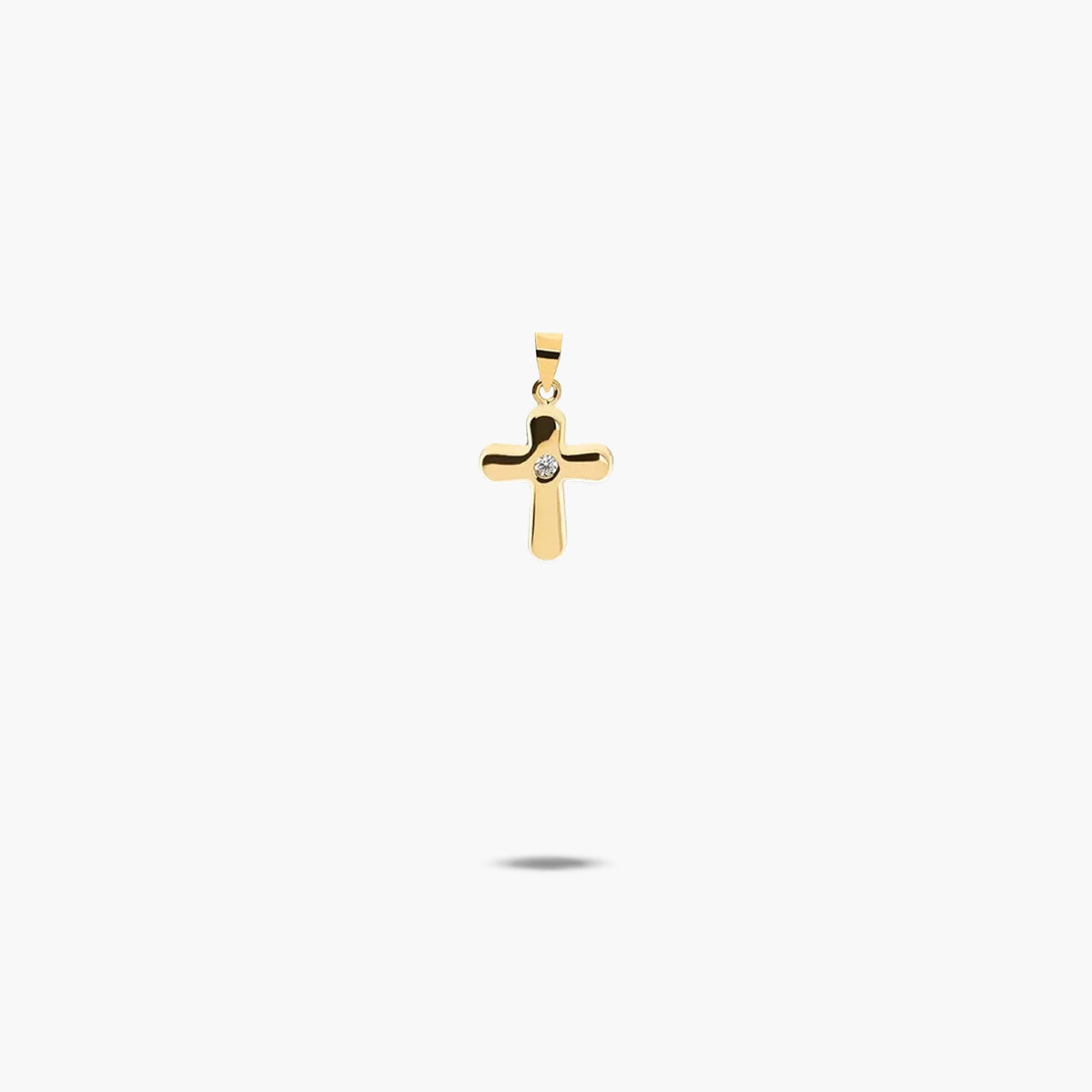Cruz de oro 18K circonita estampada 9 mm
