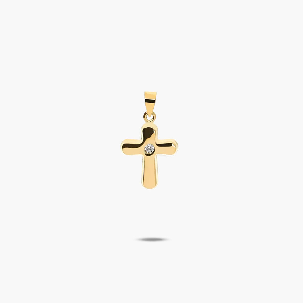 Cruz de oro 18K circonita estampada 12 mm