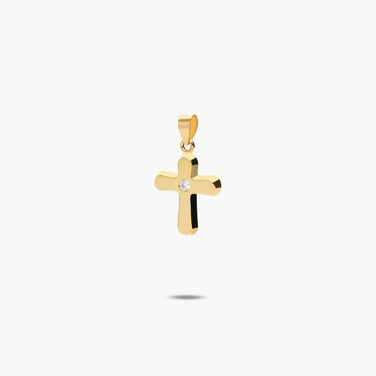 Cruz de oro 18K circonita estampada 12 mm