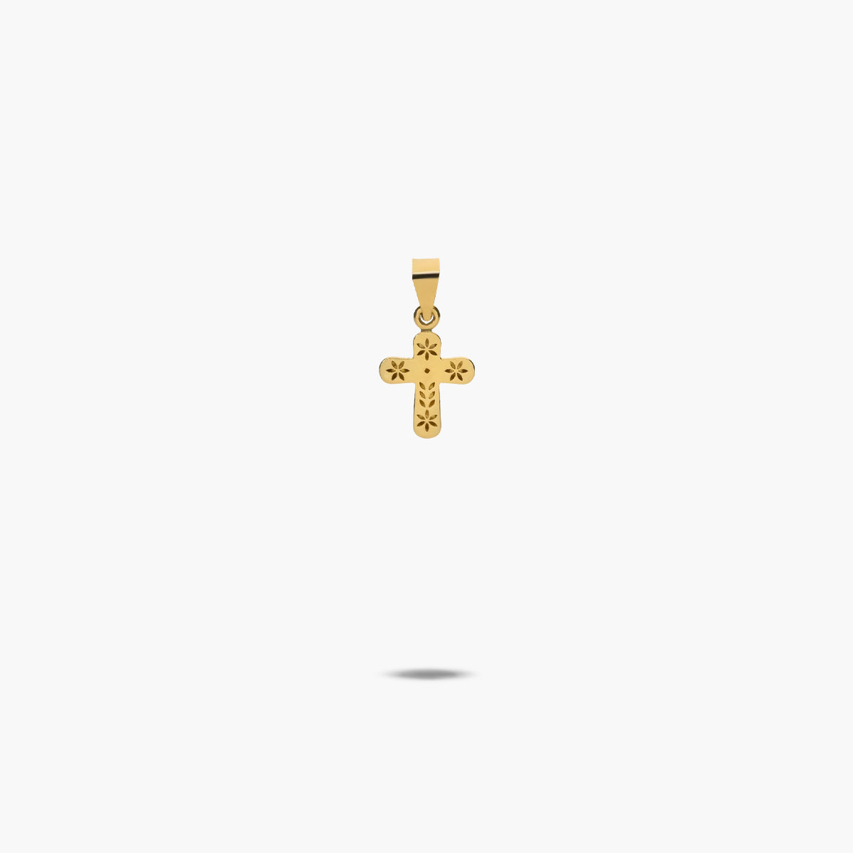 Cruz estampada de oro 18K 9 mm