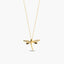 Collar libélula de oro 18K circonitas 13 mm